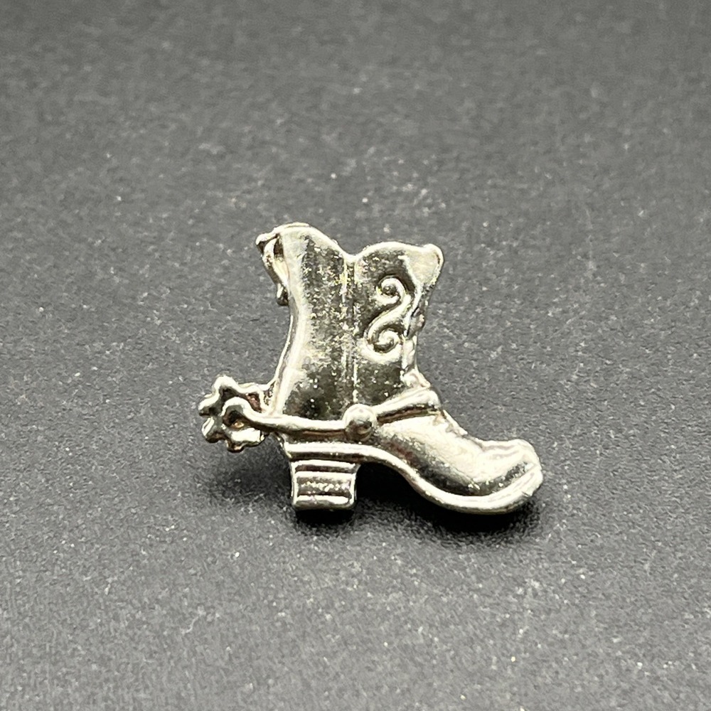 Cowboy Boot Spur Silver Tone Lapel Hat Pin